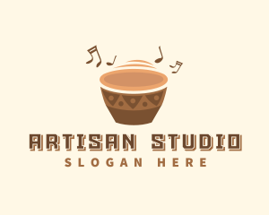 African Musical Instrument Drum logo design