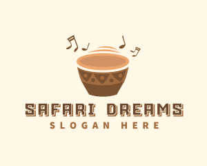 African Musical Instrument Drum logo design