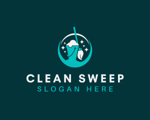 Mop Janitorial Cleaning logo design