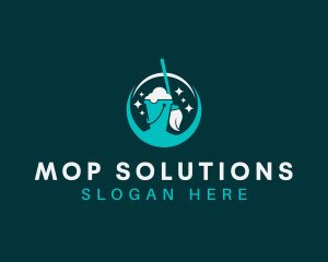 Mop Janitorial Cleaning logo design