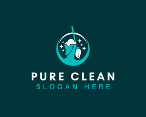 Mop Janitorial Cleaning logo design