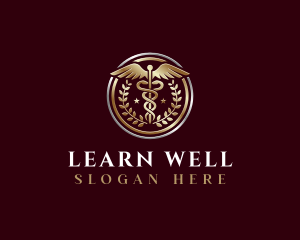 Caduceus Wreath Wellness logo design