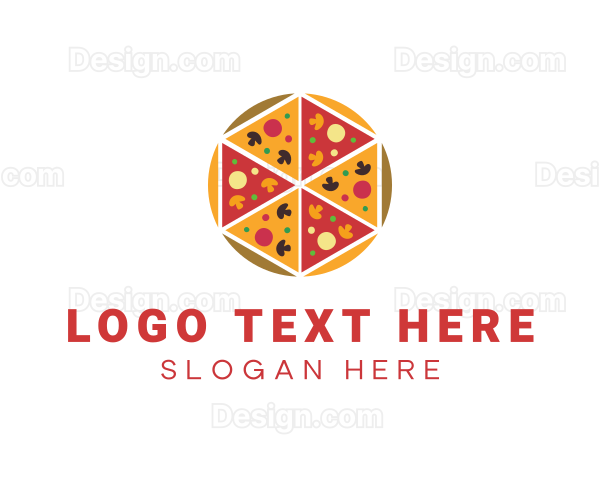 Hexagon Pizza Slices Logo