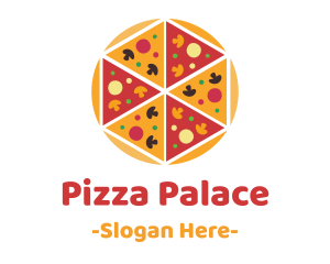 Hexagon Pizza Slices logo design