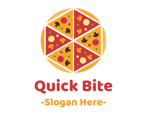 Hexagon Pizza Slices logo design