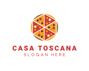 Hexagon Pizza Slices logo design