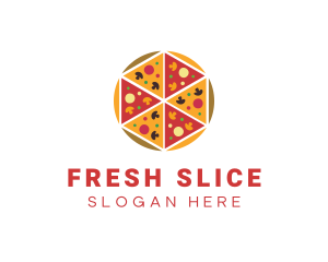 Hexagon Pizza Slices logo design