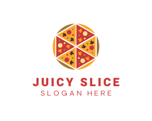 Hexagon Pizza Slices logo design