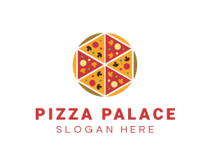 Hexagon Pizza Slices logo design