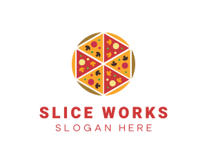 Hexagon Pizza Slices logo design