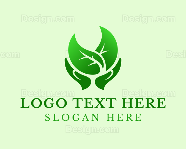 Organic Hand Leaf Logo