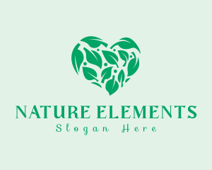 Heart Leaf Nature logo design