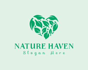 Heart Leaf Nature logo design