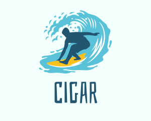 Surfing Boy Beach Wave logo