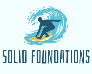 Surfing Boy Beach Wave logo