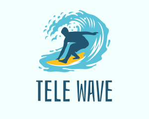 Surfing Boy Beach Wave logo design