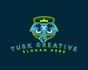 Elephant Crown Shield logo design