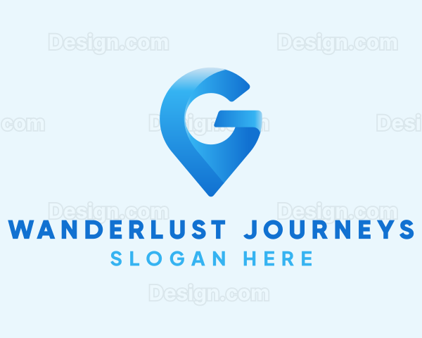Blue Location Pin Letter G Logo