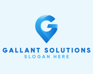 Blue Location Pin Letter G logo design