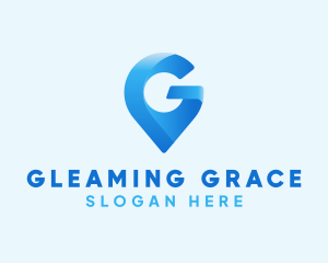 Blue Location Pin Letter G logo design