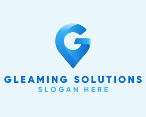 Blue Location Pin Letter G logo design