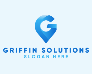 Blue Location Pin Letter G logo design