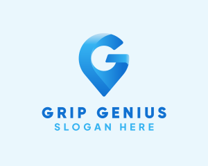 Blue Location Pin Letter G logo design