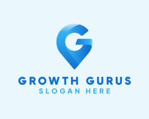 Blue Location Pin Letter G logo design