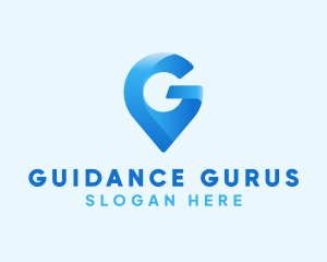 Blue Location Pin Letter G logo design