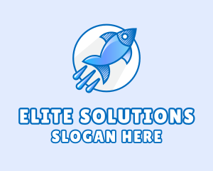 Blue Fish Rocket Logo