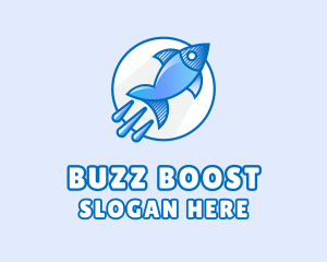 Blue Fish Rocket logo design