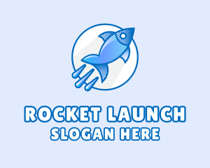 Blue Fish Rocket logo design