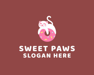 Cute Cat Donut  logo design