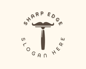 Barbershop Razor Mustache logo design