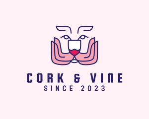 Wine Glass Bunny logo design