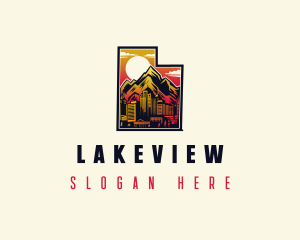 Utah Sunset City Mountain logo design