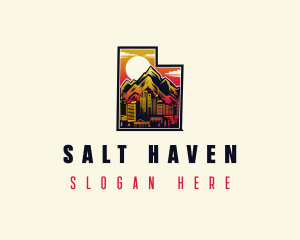 Utah Sunset City Mountain logo design