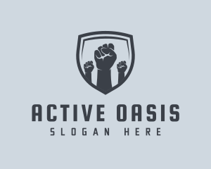 Shield Fists Protest logo design