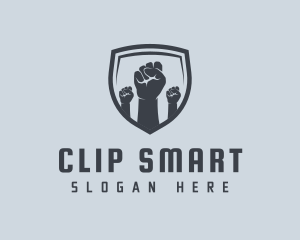 Shield Fists Protest logo design