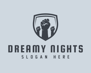 Shield Fists Protest logo design