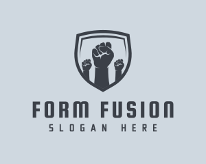 Shield Fists Protest logo design