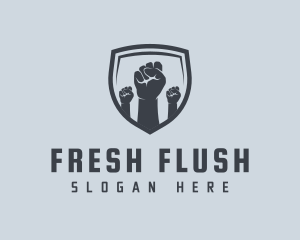 Shield Fists Protest logo design