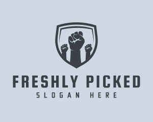 Shield Fists Protest logo design