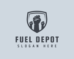 Shield Fists Protest logo design