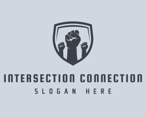 Shield Fists Protest logo design