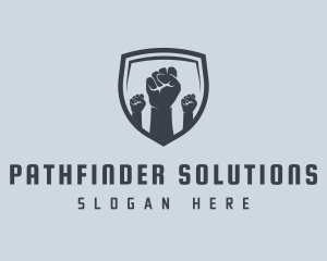 Shield Fists Protest logo design