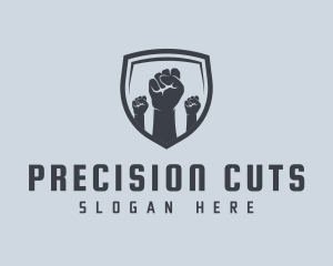 Shield Fists Protest logo design