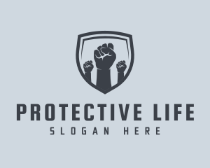 Shield Fists Protest logo design