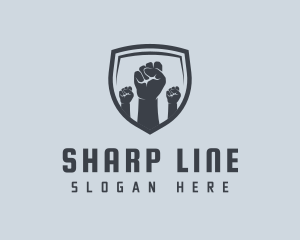 Shield Fists Protest logo design