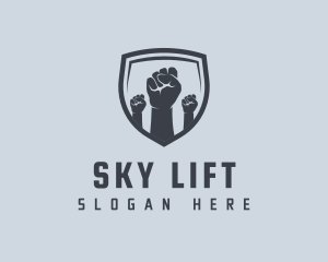 Shield Fists Protest logo design